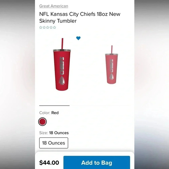 (NWT) NFL Kansas City Chiefs 18oz New
Skinny Tumbler Drinking Cup w Lid & Straw - Picture 2 of 7